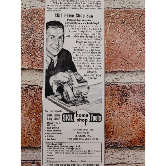 1950 Skill Home Shop‎ Tools Happy Husband MCM Retro Vtg Print Ad Skilsaw Chicago - Picture 7 of 7